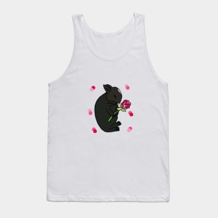 Black Bunny With Pink Rose Tank Top